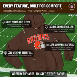 Cleveland Browns NFL Youth Home Team Hoodie- Kids Hooded Sweatshirt - Brown