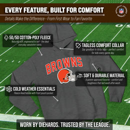 Cleveland Browns NFL Youth Home Team Hoodie- Kids Hooded Sweatshirt - Sport Gray