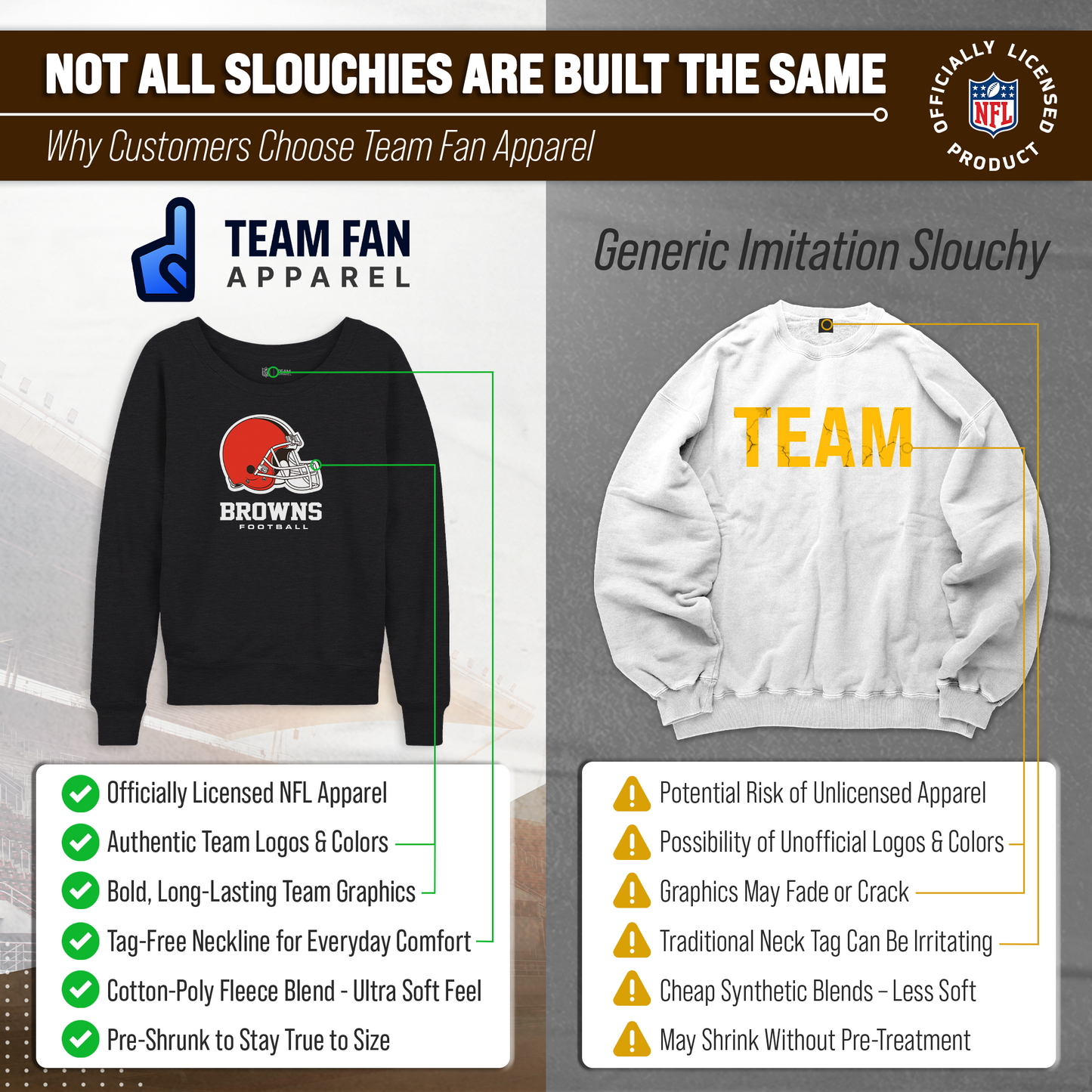 Cleveland Browns NFL Womens Ultimate Fan French Terry Slouchy Top- Raglan Sleeves - Charcoal