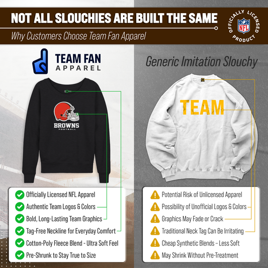 Cleveland Browns NFL Womens Ultimate Fan French Terry Slouchy Top- Raglan Sleeves - Charcoal