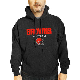 Cleveland Browns Adult NFL Football Helmet Heather Hooded Sweatshirt  - Charcoal
