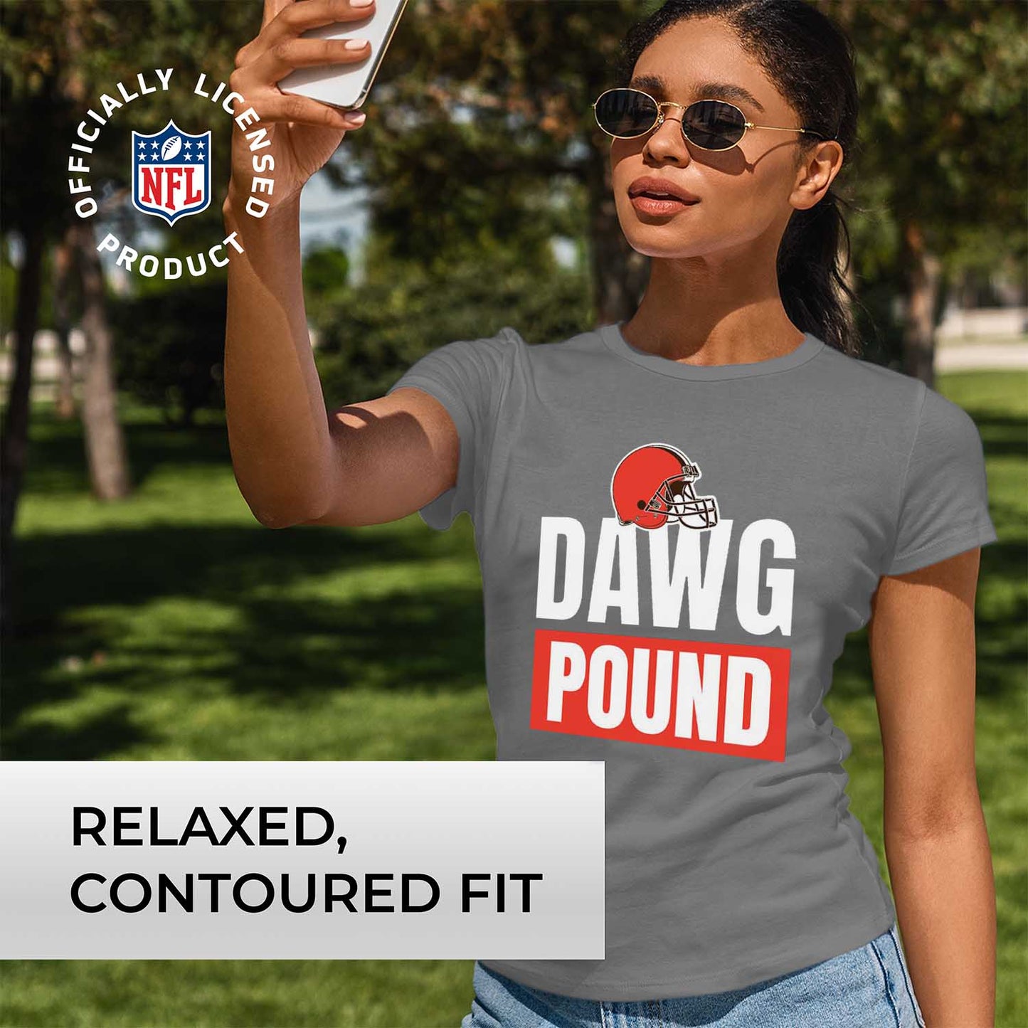Cleveland Browns NFL Womens Team Slogan Short Sleeve Tshirt - Sport Gray
