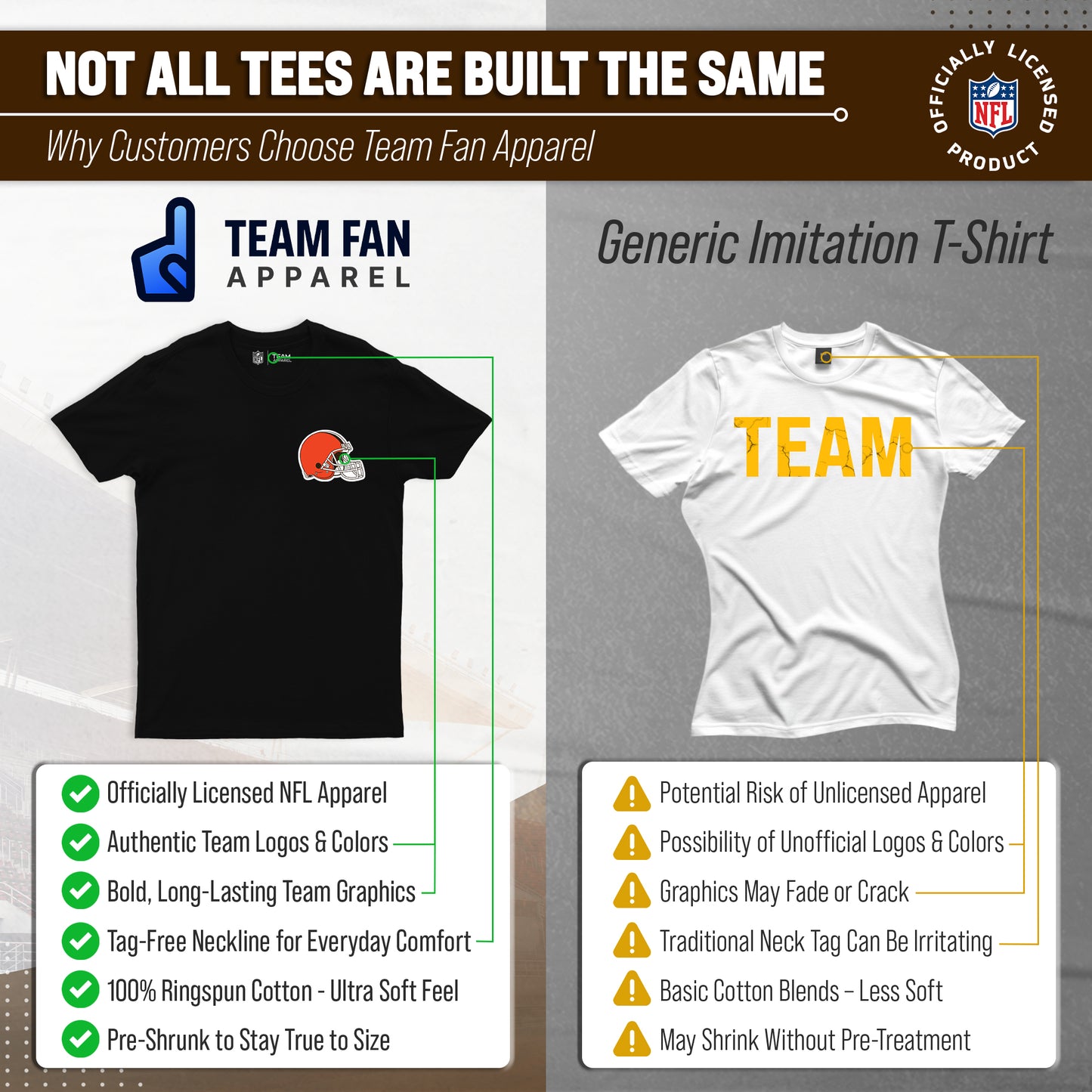 Cleveland Browns NFL Pro Football Final Countdown Adult Cotton-Poly Short Sleeved T-Shirt For Men & Women - Black