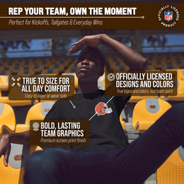 Cleveland Browns NFL Pro Football Final Countdown Adult Cotton-Poly Short Sleeved T-Shirt For Men & Women - Black