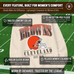 Cleveland Browns Womens NFL Starstruck Crewneck Pullover - Cream
