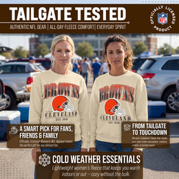 Cleveland Browns Womens NFL Starstruck Crewneck Pullover - Cream