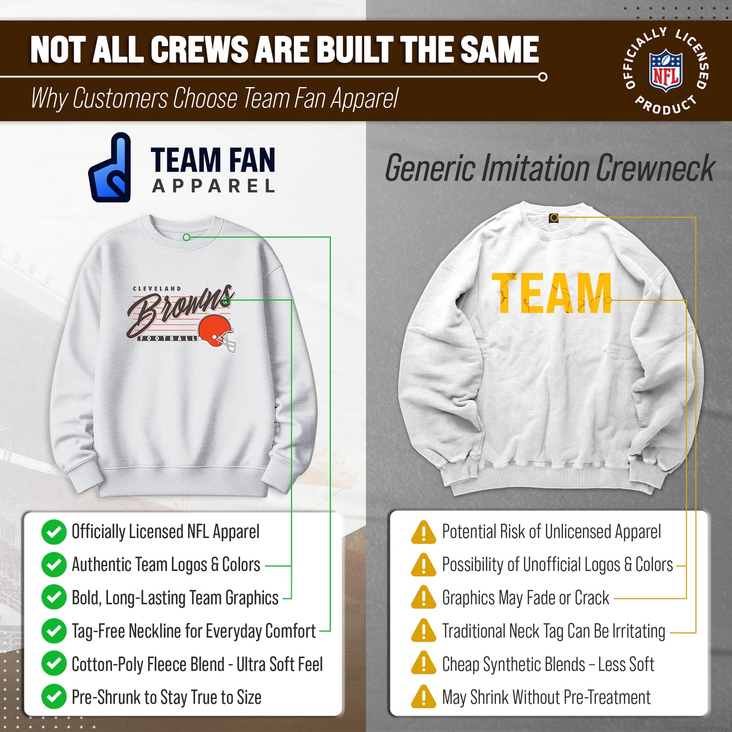 Cleveland Browns Womens NFL Scrimmage Line Crewneck Pullover - Gray Heather