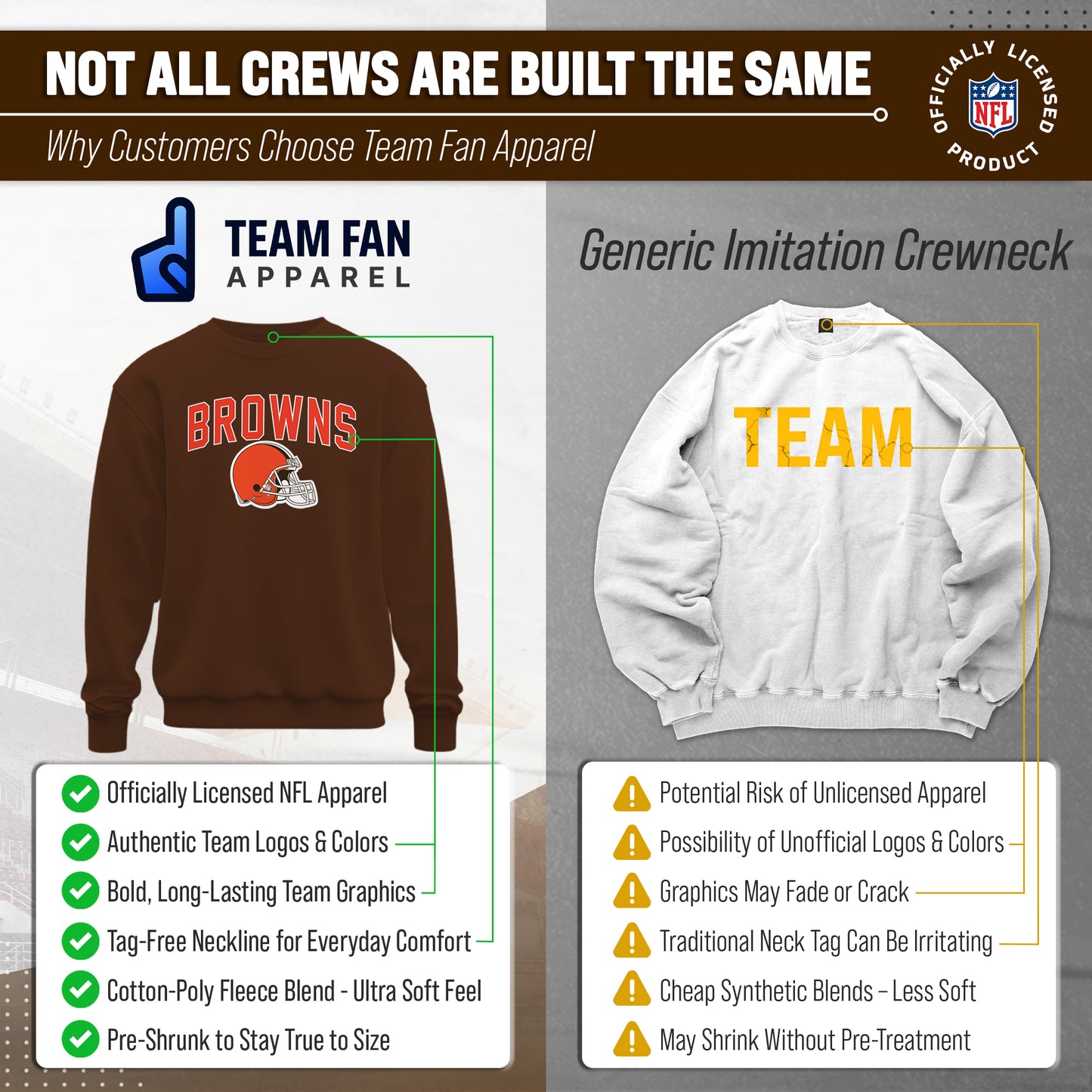 Cleveland Browns NFL Home Team Crew - Brown