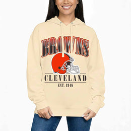 Cleveland Browns Team Fan Apparel NFL Women's  Starstruck Fleece Pullover Hoodie - Cream