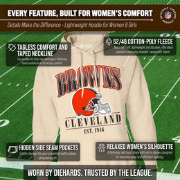 Cleveland Browns Team Fan Apparel NFL Women's  Starstruck Fleece Pullover Hoodie - Cream