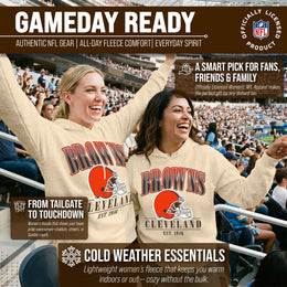 Cleveland Browns Team Fan Apparel NFL Women's  Starstruck Fleece Pullover Hoodie - Cream