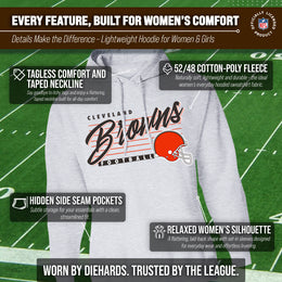 Cleveland Browns Ladies NFL Scrimmage Line Fleece Pullover Hooded Sweatshirt - Gray Heather