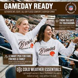 Cleveland Browns Ladies NFL Scrimmage Line Fleece Pullover Hooded Sweatshirt - Gray Heather