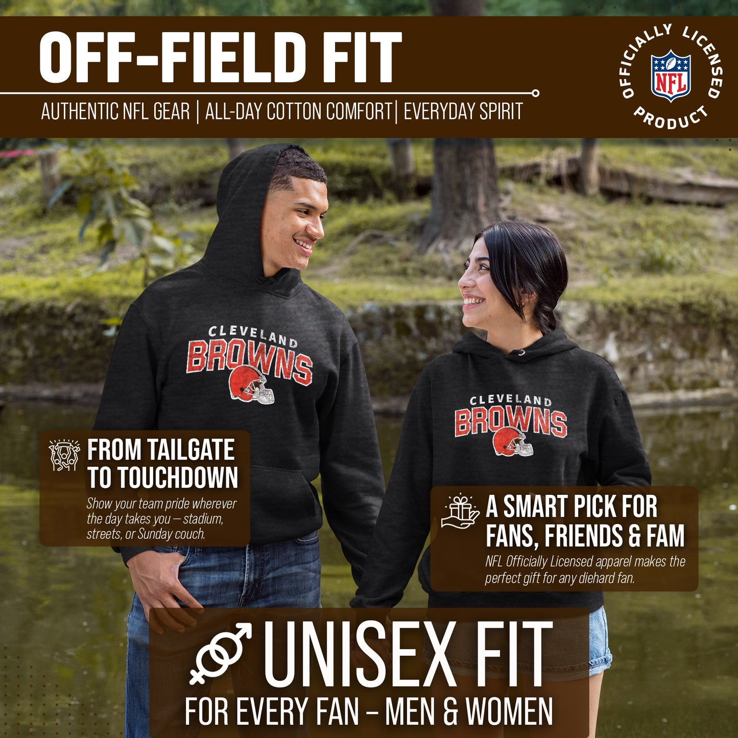 Cleveland Browns NFL Adult Unisex Starting Fresh Ultra Soft Fleece Hooded Sweatshirt - Black Heather