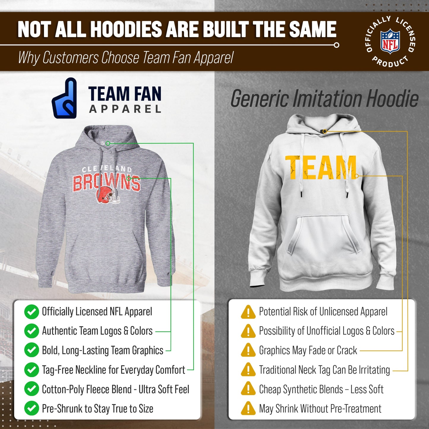 Cleveland Browns NFL Adult Unisex Starting Fresh Ultra Soft Fleece Hooded Sweatshirt - Athletic Heather