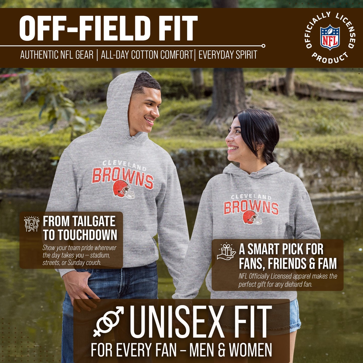 Cleveland Browns NFL Adult Unisex Starting Fresh Ultra Soft Fleece Hooded Sweatshirt - Athletic Heather
