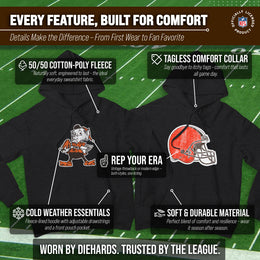 Cleveland Browns NFL Adult Unisex Modern Throwback Ultra Soft Fleece Hooded Sweatshirt - Black