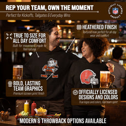 Cleveland Browns NFL Adult Unisex Modern Throwback Ultra Soft Fleece Hooded Sweatshirt - Black