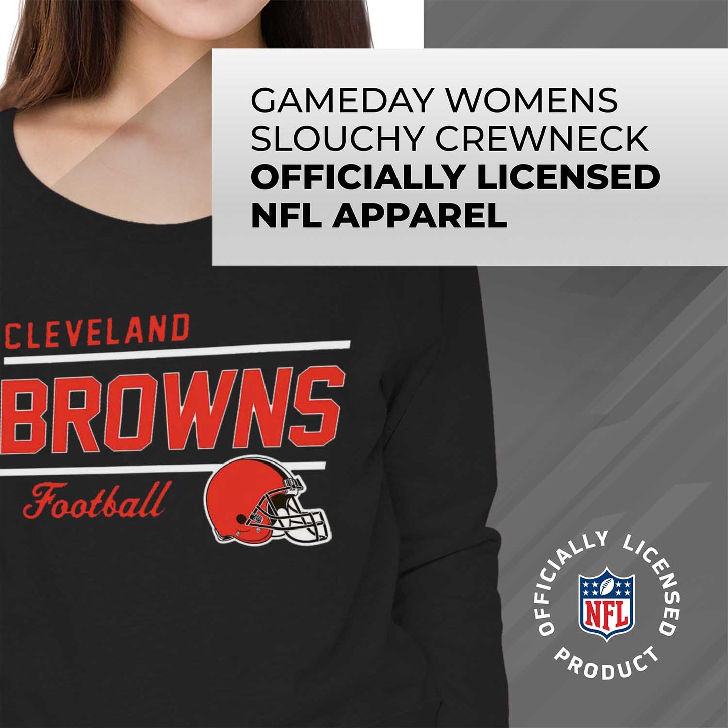 Cleveland Browns NFL Womens Crew Neck Light Weight - Black