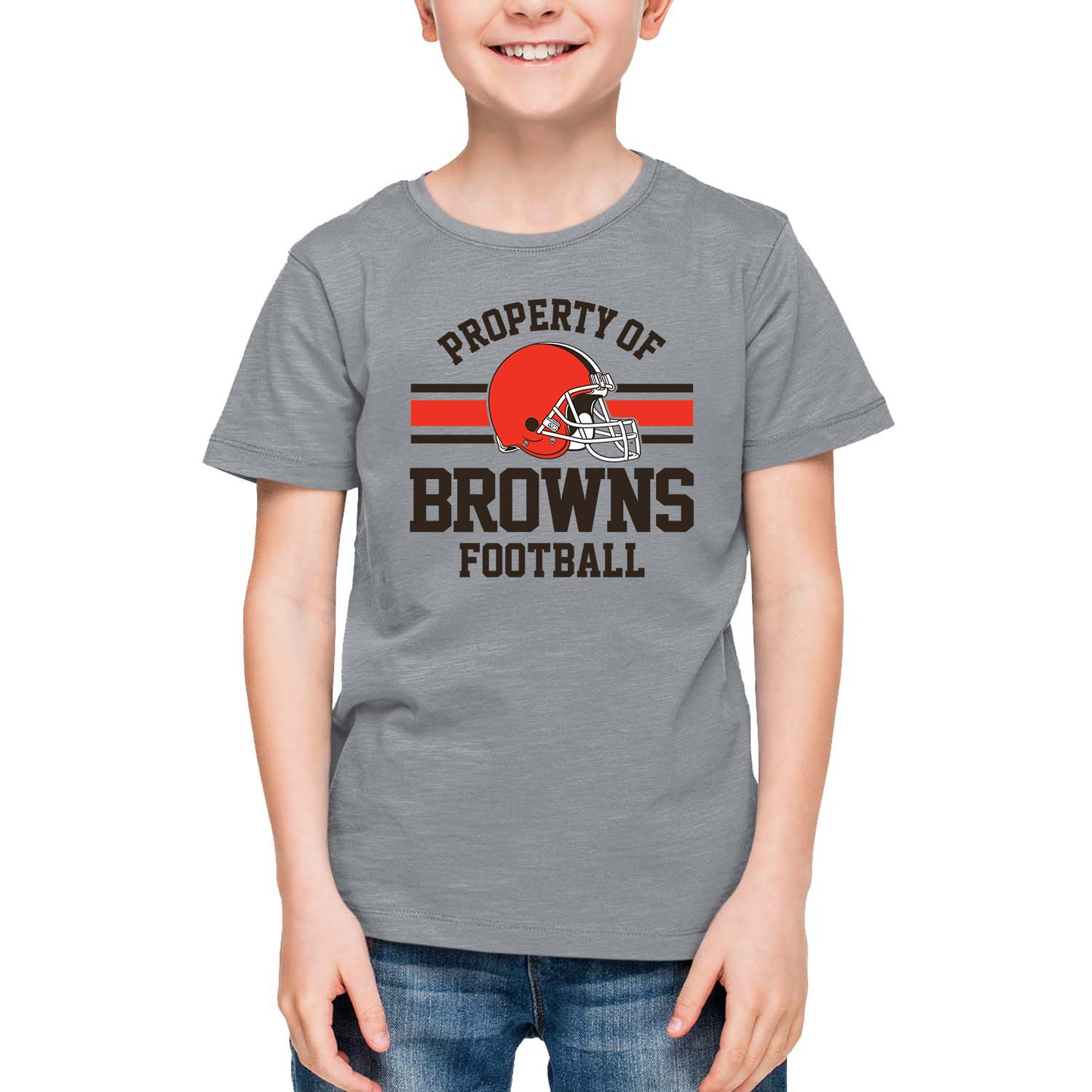 Cleveland Browns NFL Youth Property Of Short Sleeve Lightweight T Shirt - Sport Gray