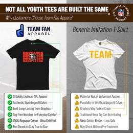 Cleveland Browns NFL Youth Repeating Logo Football T-Shirt Unisex Tag Free Comfortable - Black