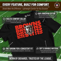 Cleveland Browns NFL Youth Repeating Logo Football T-Shirt Unisex Tag Free Comfortable - Black