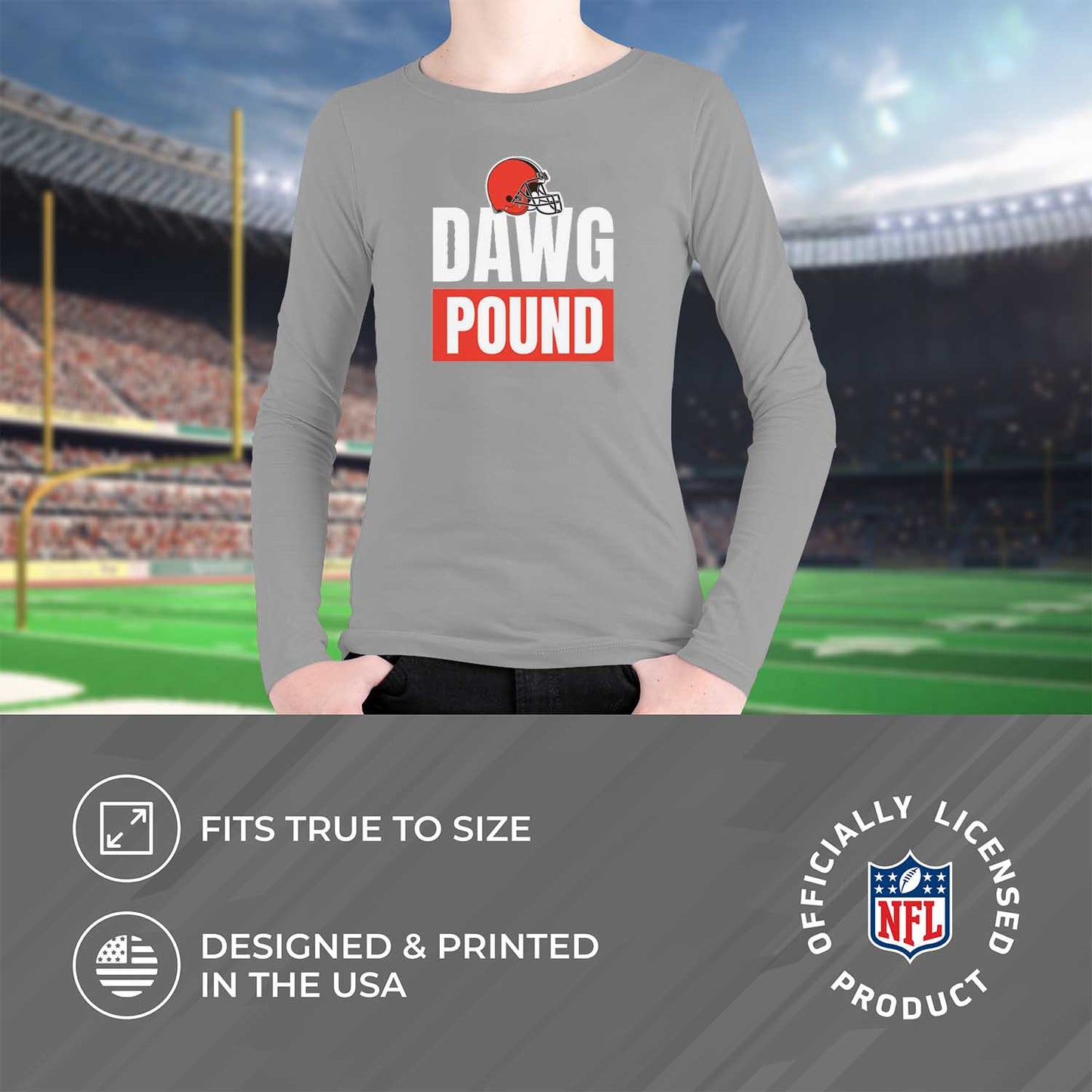 Cleveland Browns NFL Youth Team Slogan crewneck Sweatshirt - Gray