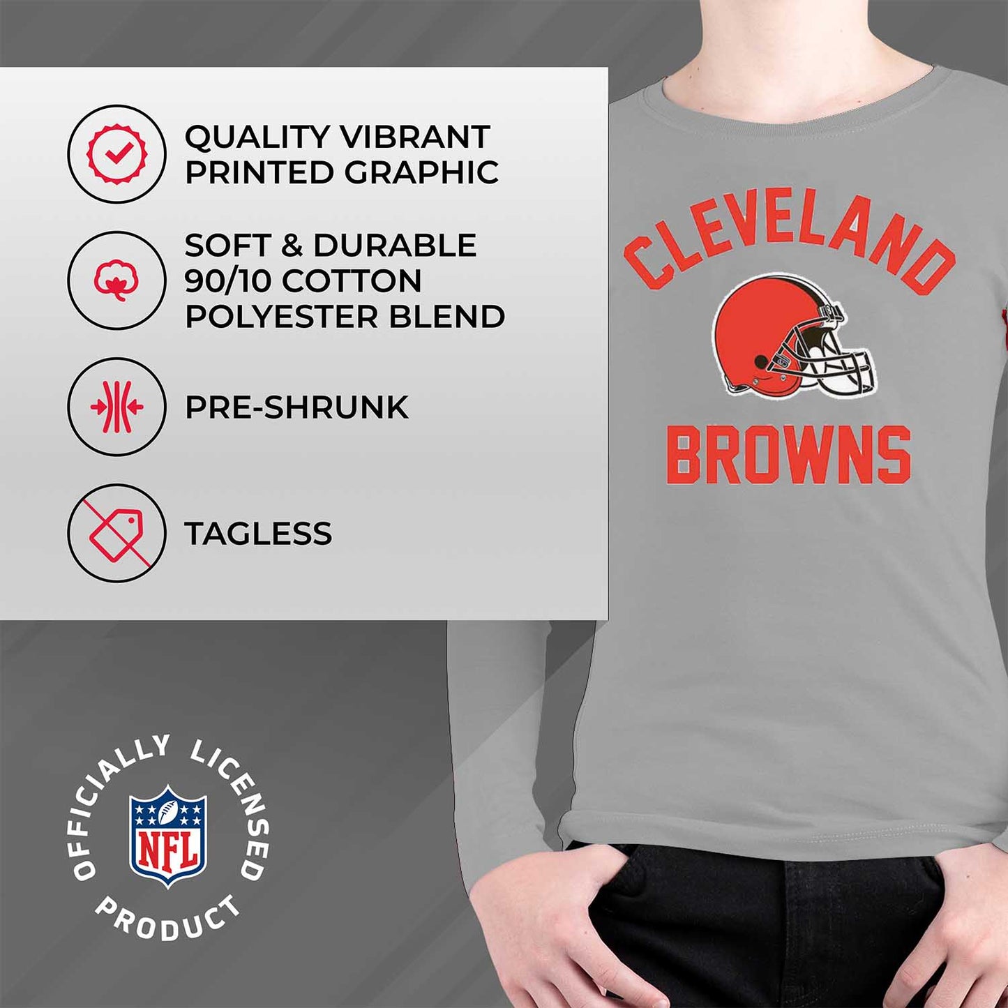 Cleveland Browns NFL Gameday Youth Football Long Sleeve Shirt - Gray