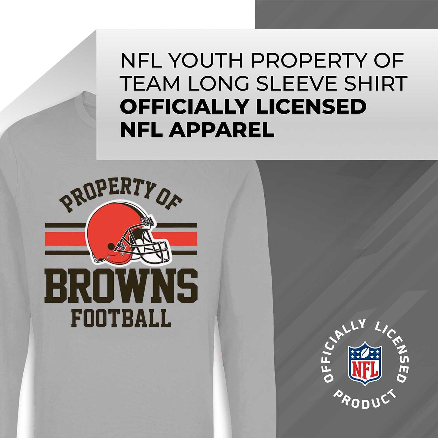 Cleveland Browns NFL Youth Property Of Long Sleeve Lightweight T Shirt - Sport Gray