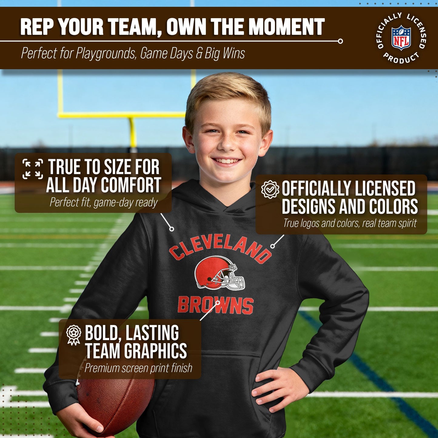 Cleveland Browns NFL Youth Gameday Hooded Sweatshirt - Black