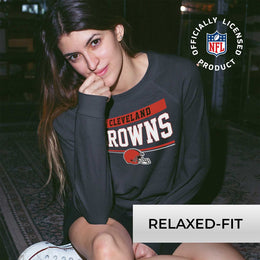 Cleveland Browns NFL Womens Team Block French Terry Slouchy Top - Charcoal