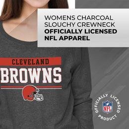 Cleveland Browns NFL Womens Team Block French Terry Slouchy Top - Charcoal