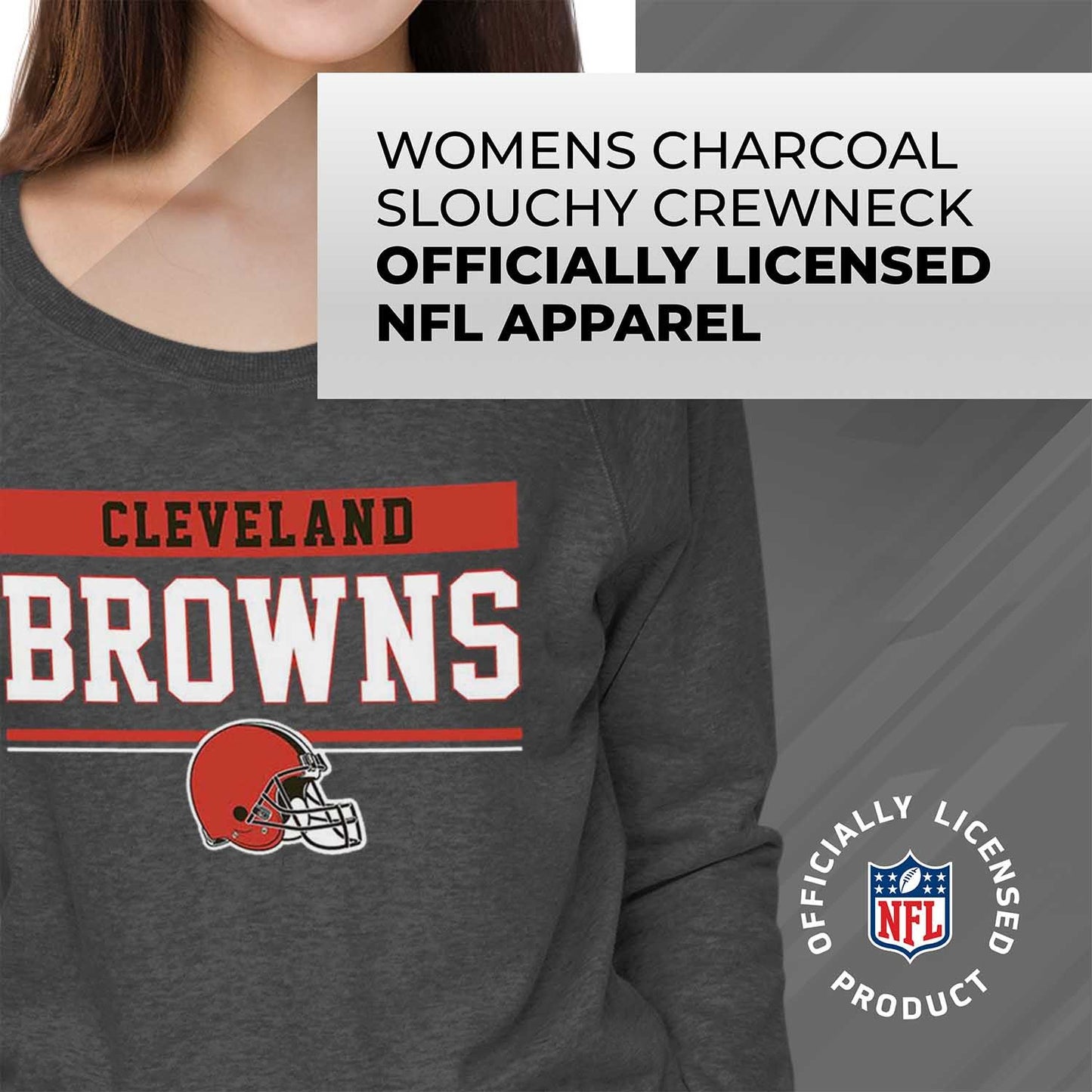 Cleveland Browns NFL Womens Team Block French Terry Slouchy Top - Charcoal