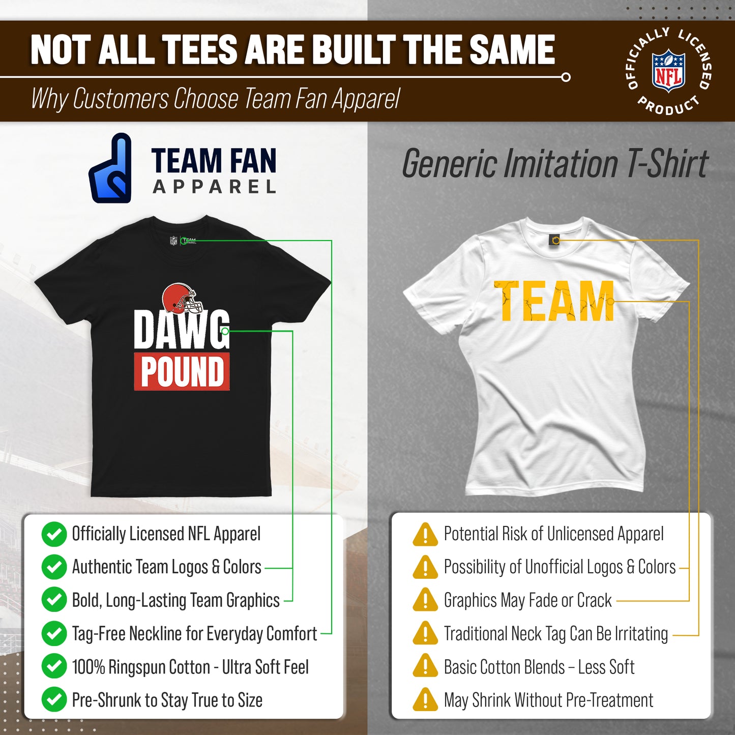 Cleveland Browns NFL Adult Team Slogan Unisex T-Shirt - Black