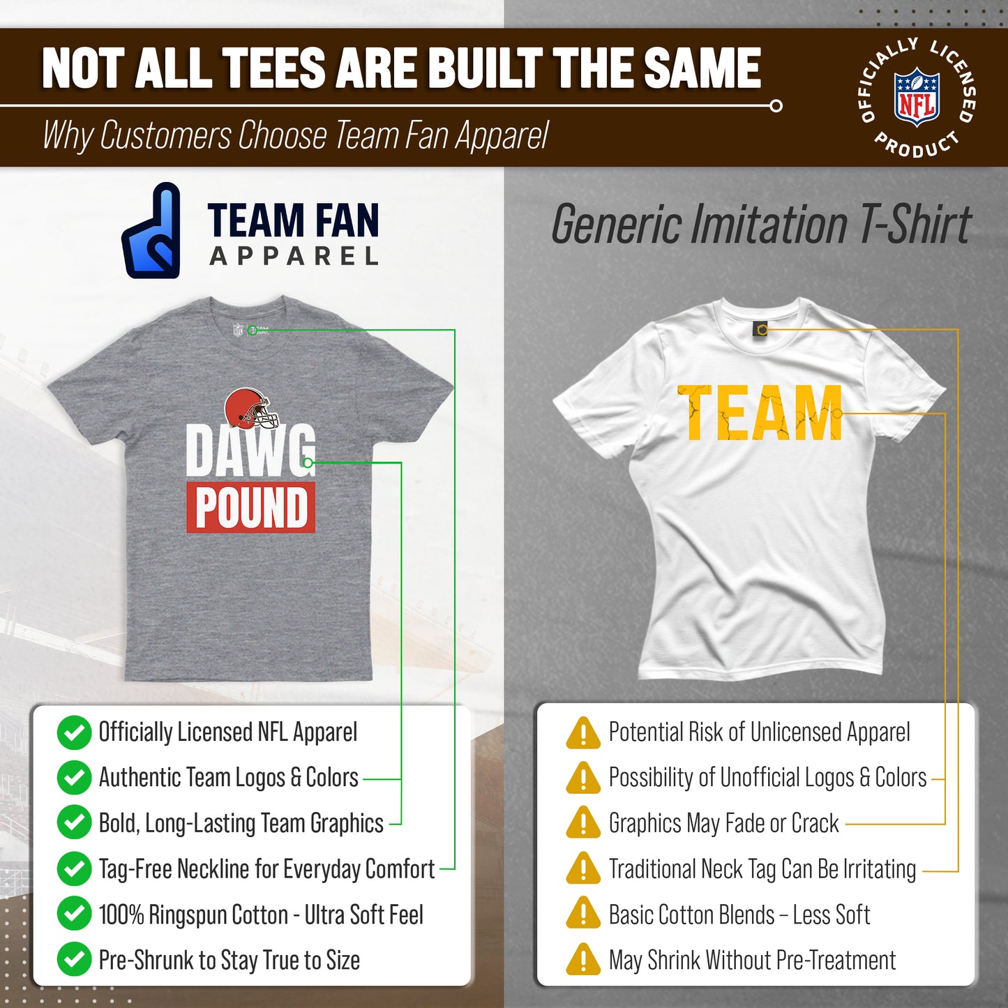 Cleveland Browns NFL Adult Team Slogan Unisex T-Shirt - Sport Gray