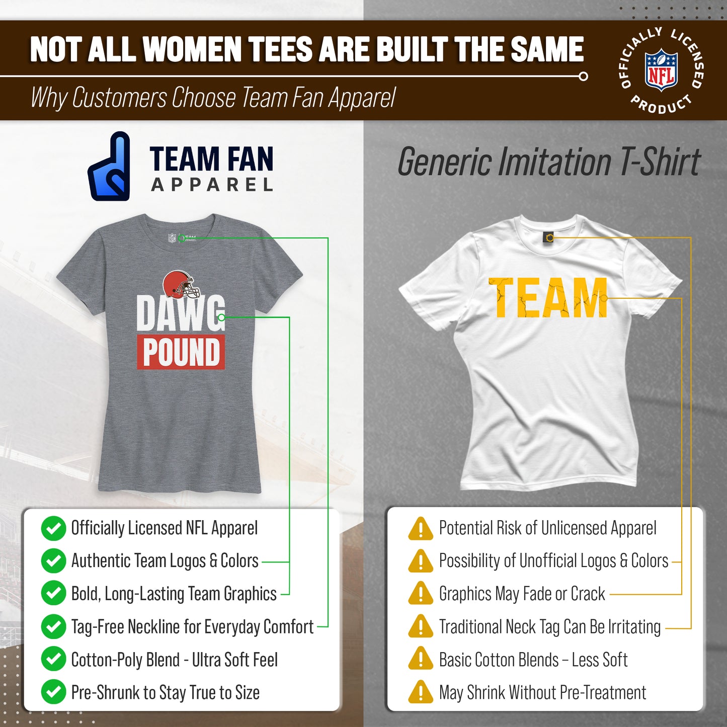 Cleveland Browns NFL Womens Team Slogan Short Sleeve Tshirt - Sport Gray