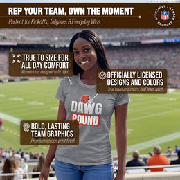Cleveland Browns NFL Womens Team Slogan Short Sleeve Tshirt - Sport Gray