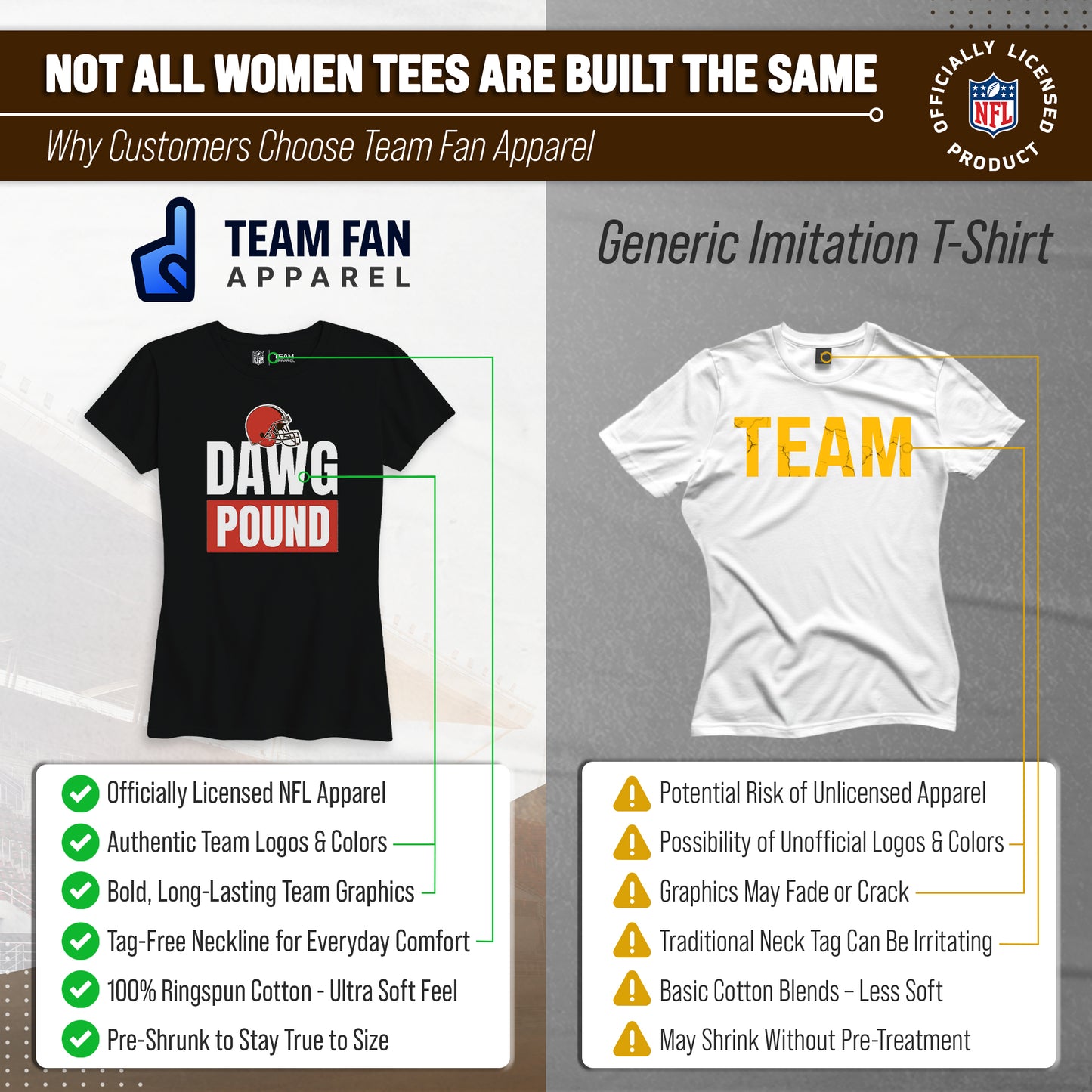 Cleveland Browns NFL Womens Team Slogan Short Sleeve Tshirt - Black