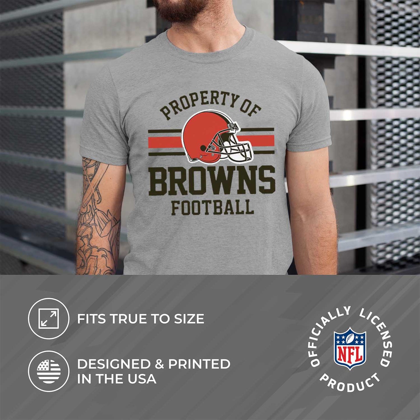 Cleveland Browns NFL Adult Property Of T-Shirt - Sport Gray