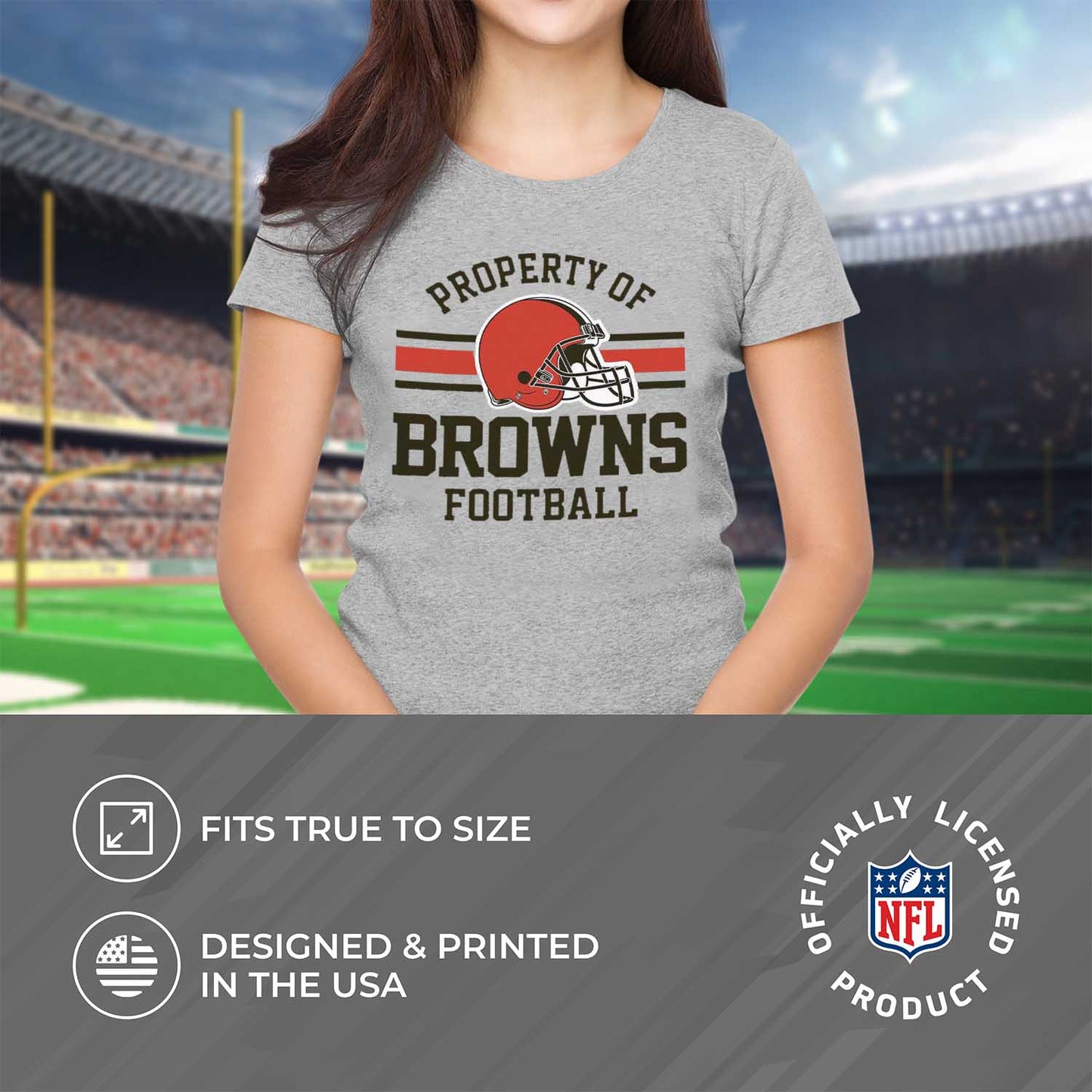 Cleveland Browns NFL Women's Property Of Lightweight Plus Size T-Shirt - Sport Gray