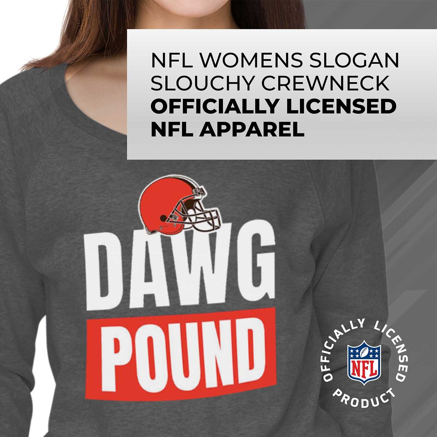 Cleveland Browns NFL Womens Plus Size Team Slogan Crew Neck - Sport Gray