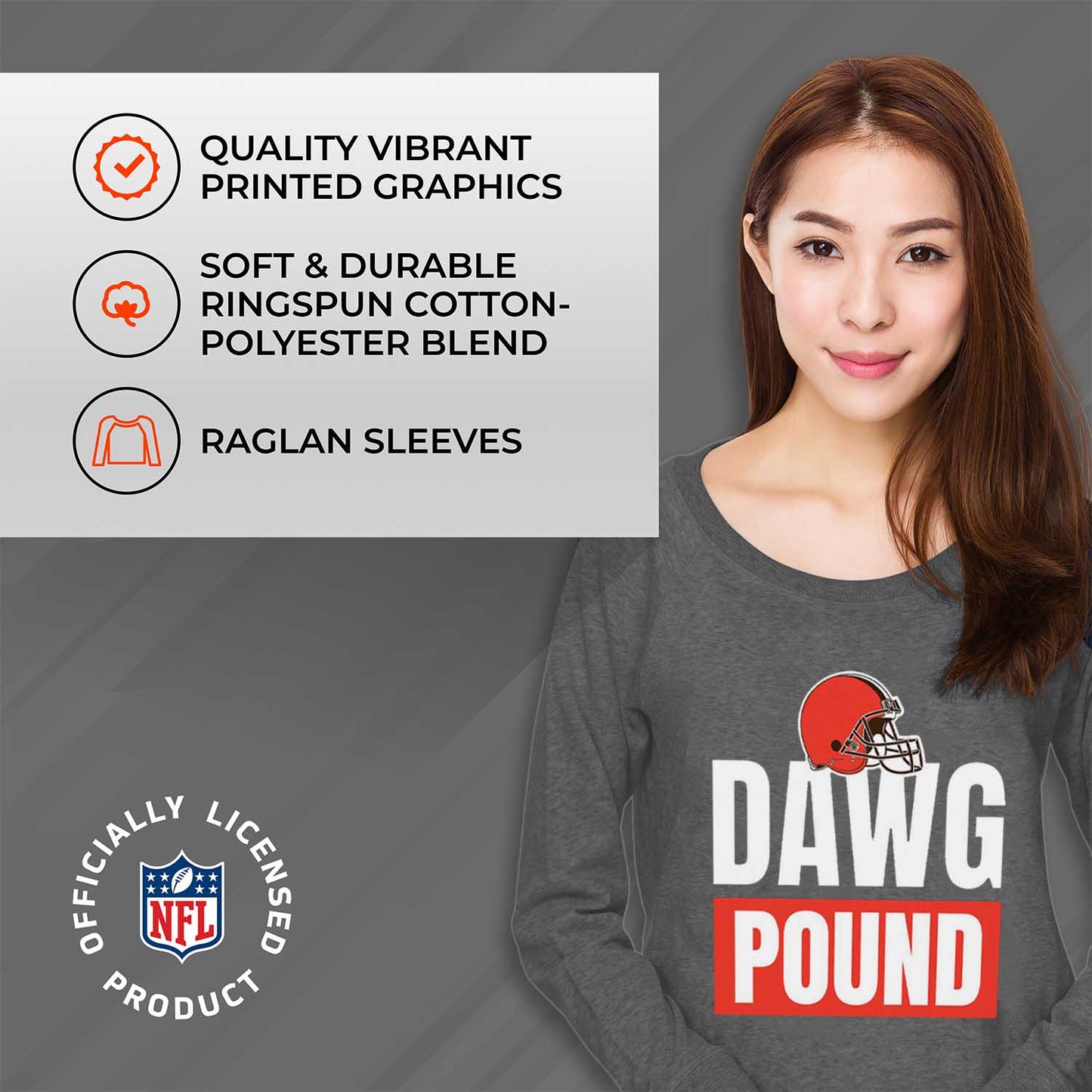 Cleveland Browns NFL Womens Plus Size Team Slogan Crew Neck - Sport Gray