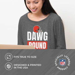 Cleveland Browns NFL Womens Team Slogan Crew Neck - Sport Gray