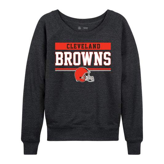 Cleveland Browns NFL Womens Team Block French Terry Slouchy Top - Charcoal