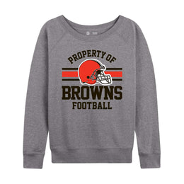 Cleveland Browns NFL Womens Property of Lighweight Crew Neck - Sport Gray