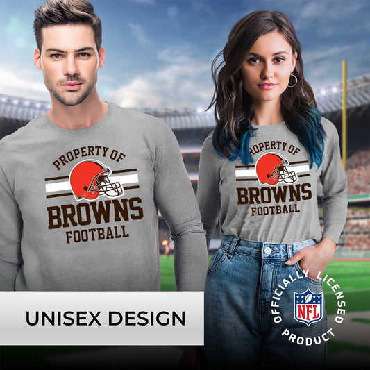 Cleveland Browns NFL Adult Property Of Long SleeveT Shirt - Sport Gray
