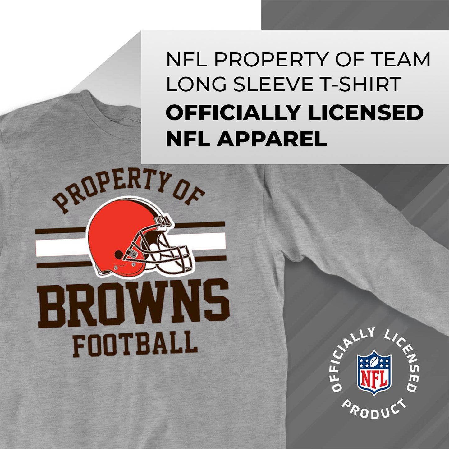 Cleveland Browns NFL Adult Property Of Long SleeveT Shirt - Sport Gray