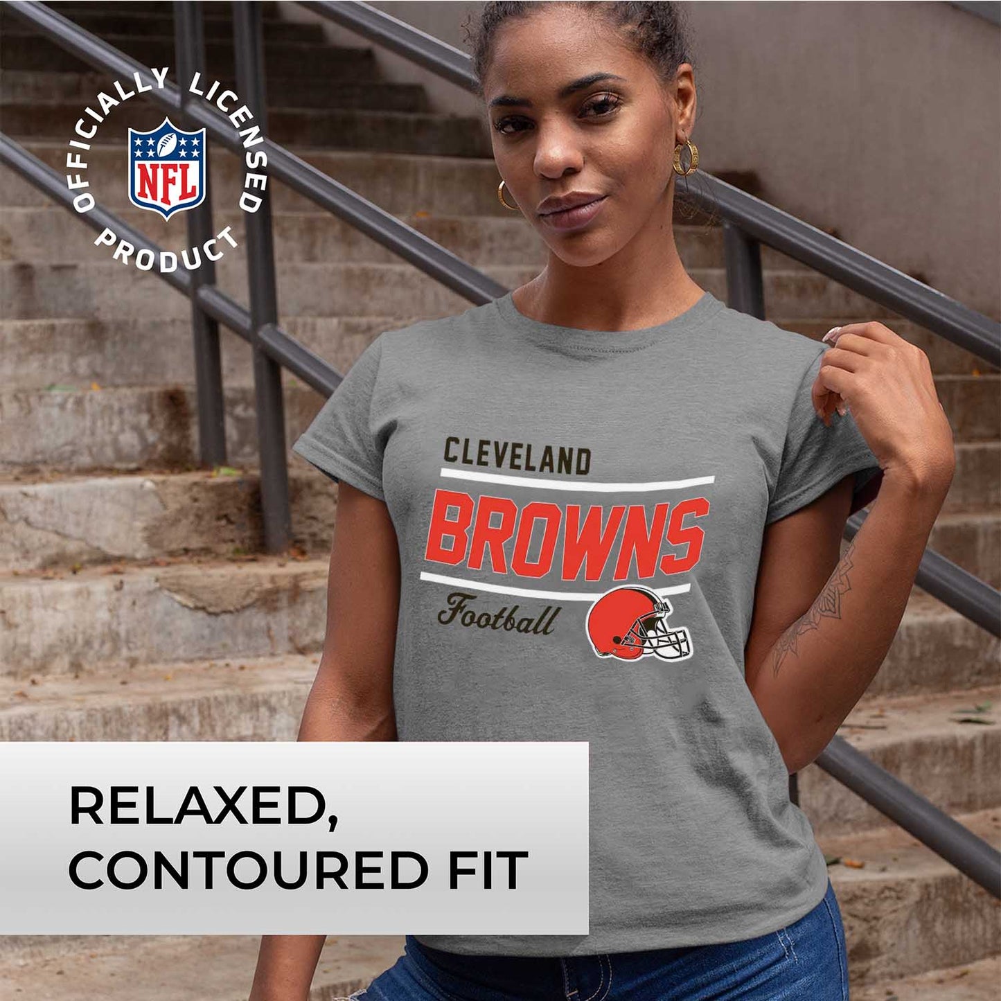 Cleveland Browns NFL Womens Relaxed Fit Tshirt - Sport Gray