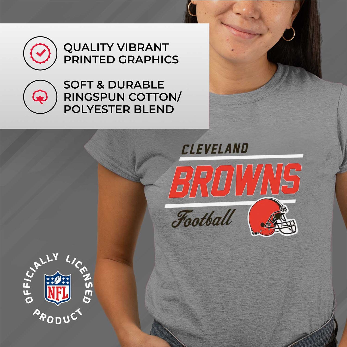 Cleveland Browns NFL Womens Relaxed Fit Tshirt - Sport Gray