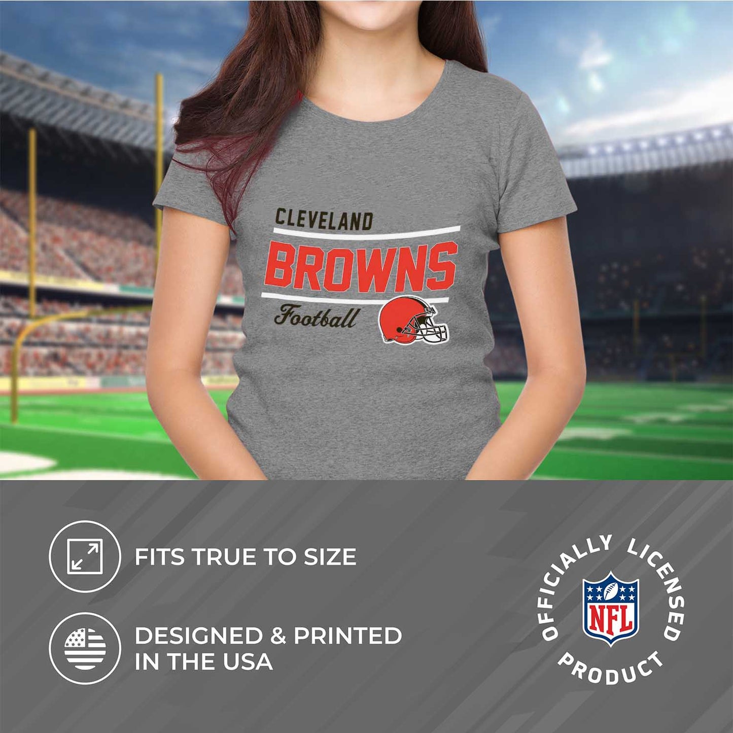 Cleveland Browns NFL Womens Relaxed Fit Tshirt - Sport Gray
